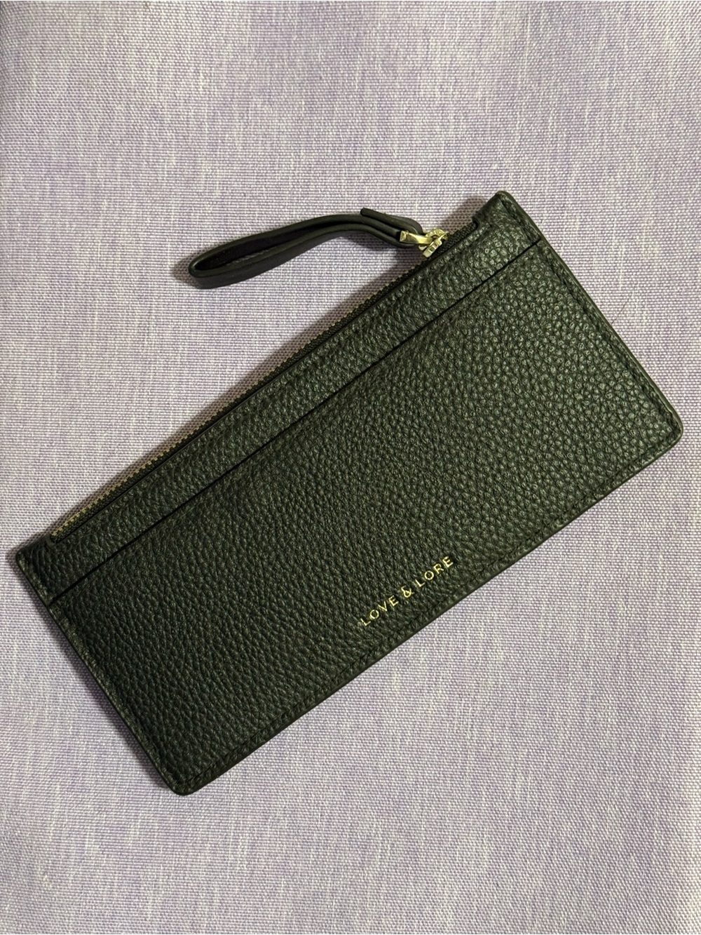 Love & Lore Black Pebbled VeganLeather Wristlet Wallet